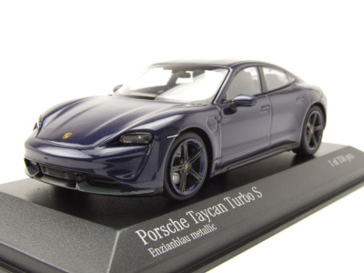 Porsche Taycan Turbo S 2020 blau metallic Modellauto 1:43...